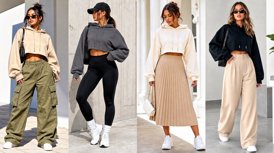25 Baggy Crop Top Hoodie Outfit Ideas for Cozy Streetwear