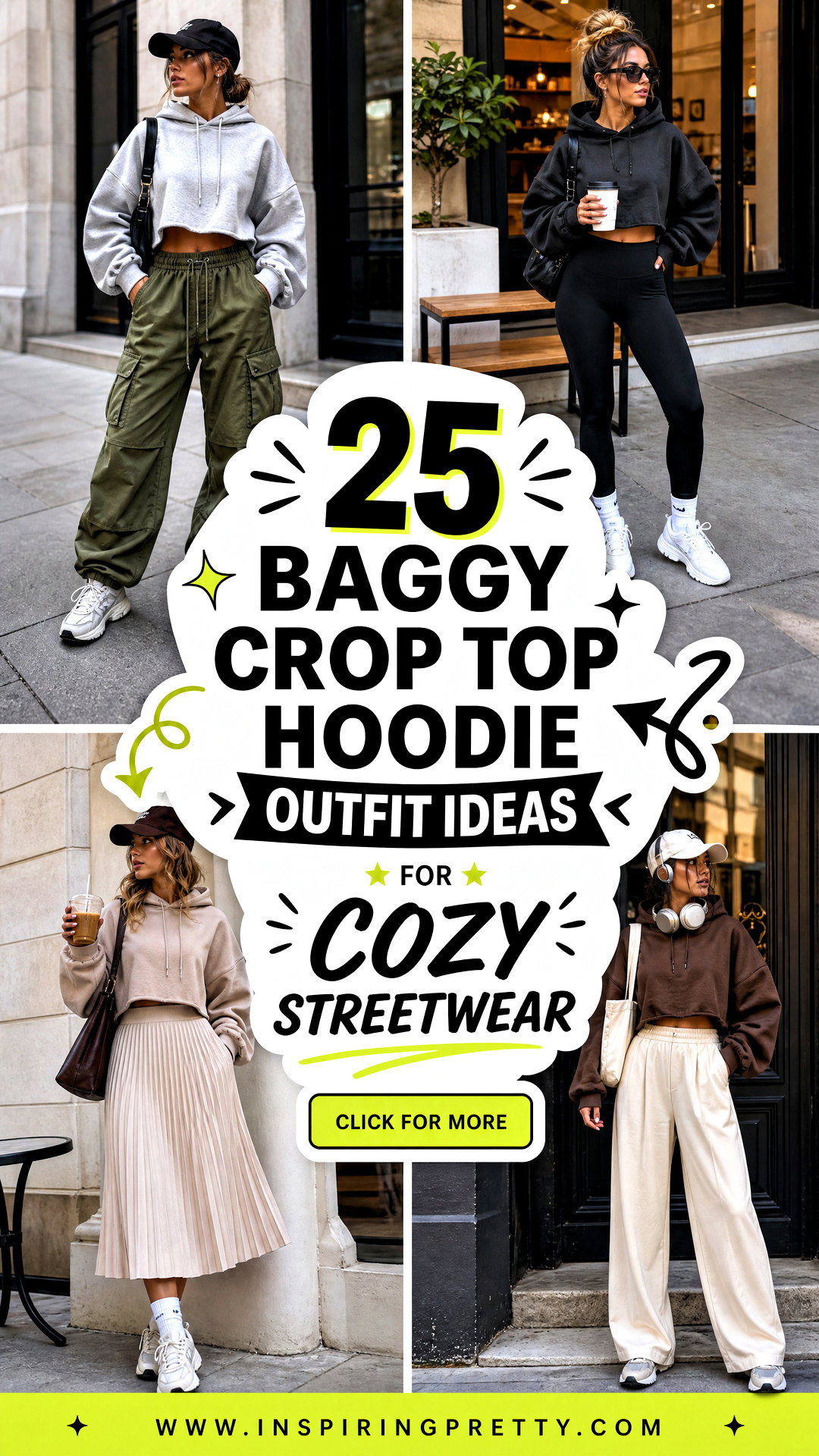 25 Baggy Crop Top Hoodie Outfit Ideas for Cozy Streetwear - 25 Baggy Crop Top Hoodie Outfit Ideas for Cozy Streetwear