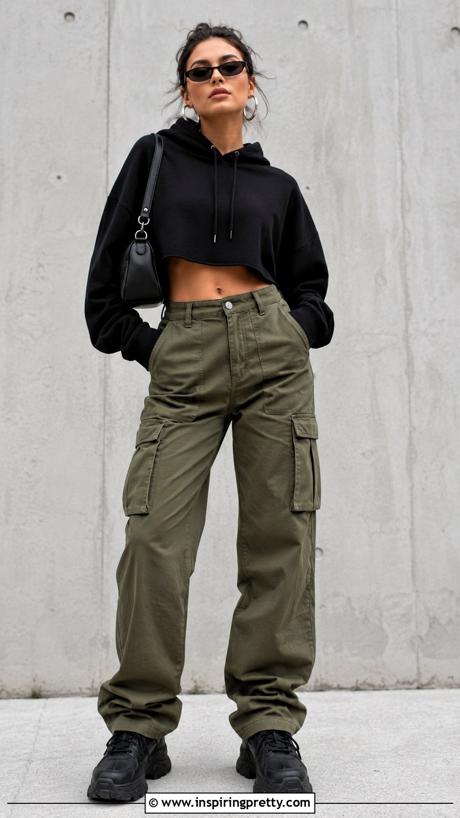 Baggy Crop Top Hoodie With Cargo Pants - 25 Baggy Crop Top Hoodie outfit ideas