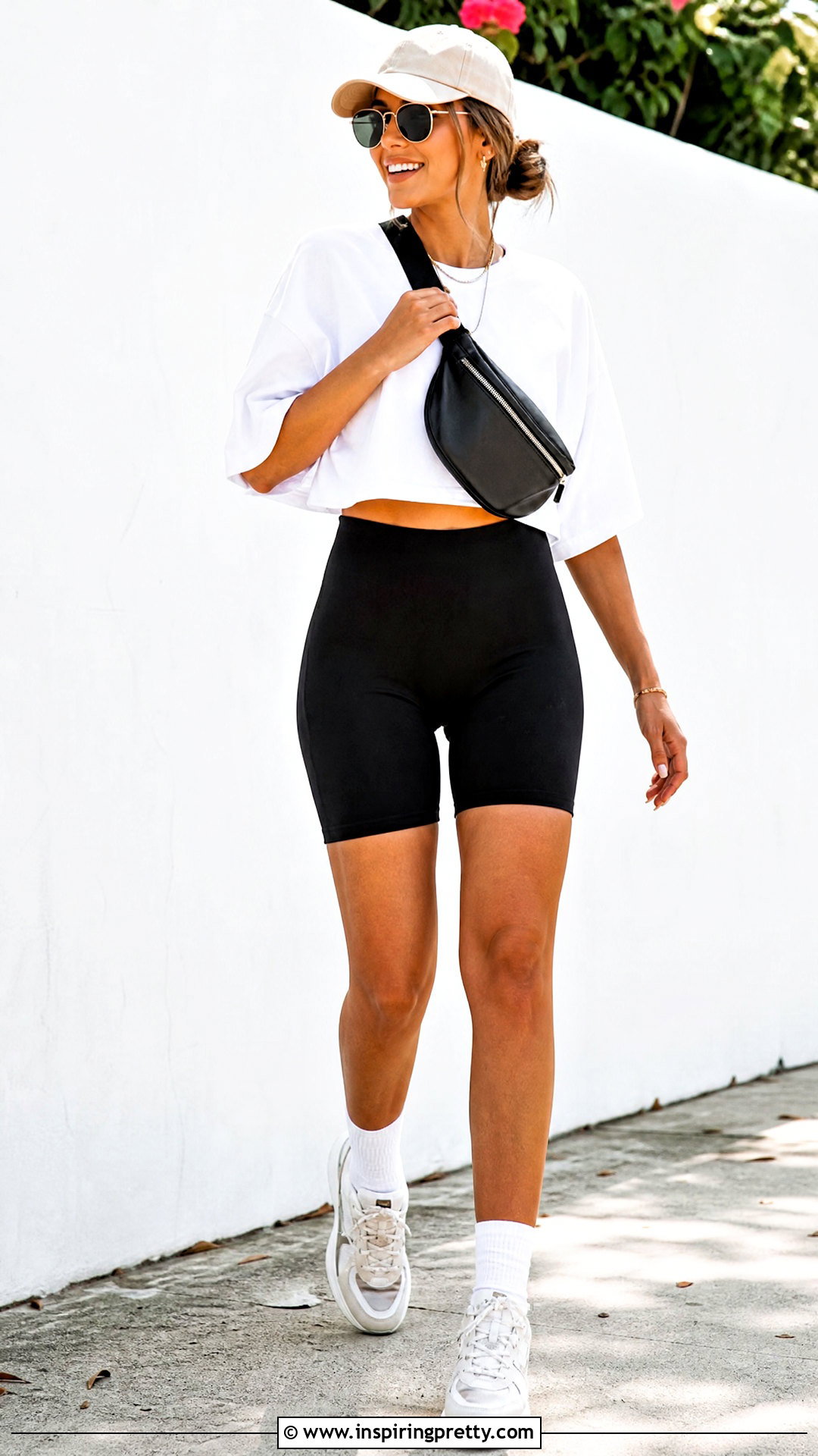Baggy Crop Top With Biker Shorts - 50 baggy crop top outfit ideas