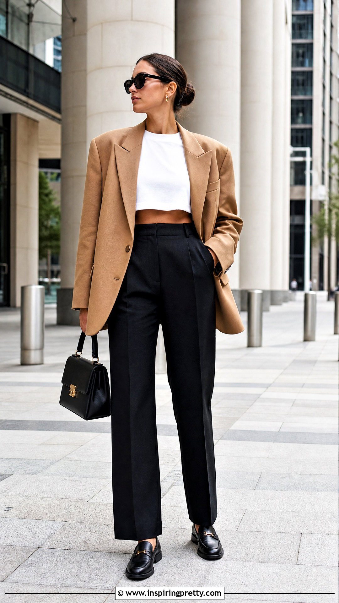 Baggy Crop Top With Oversized Blazer - 50 baggy crop top outfit ideas