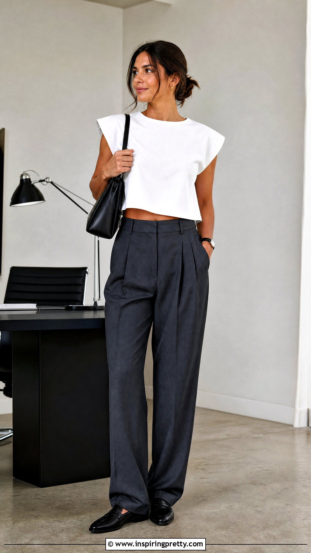Baggy Crop Top With Tailored Pants - 50 baggy crop top outfit ideas