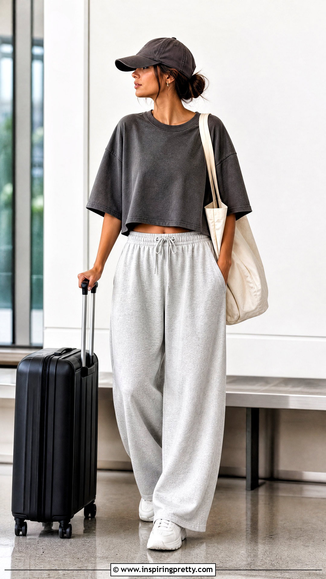 Baggy Crop Top With Wide Leg Sweatpants - 50 baggy crop top outfit ideas