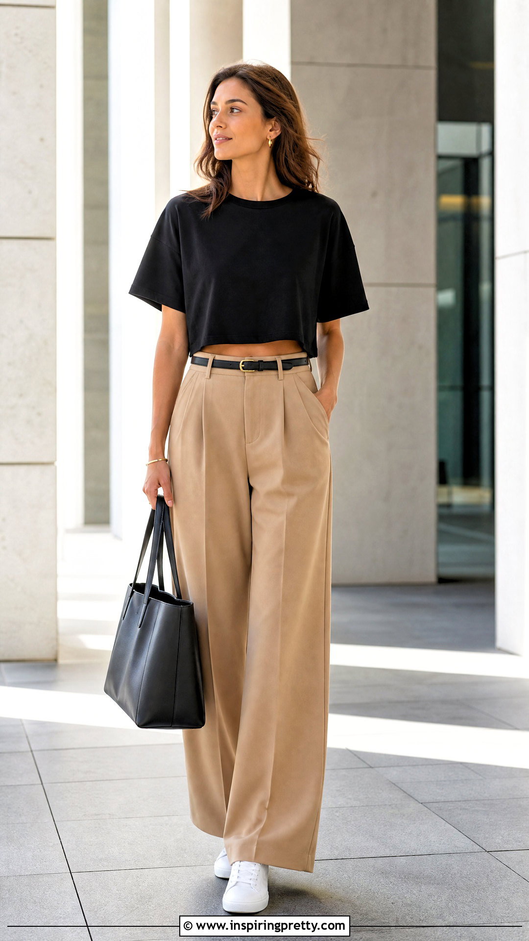 Baggy Crop Top With Wide Leg Trousers - 50 baggy crop top outfit ideas