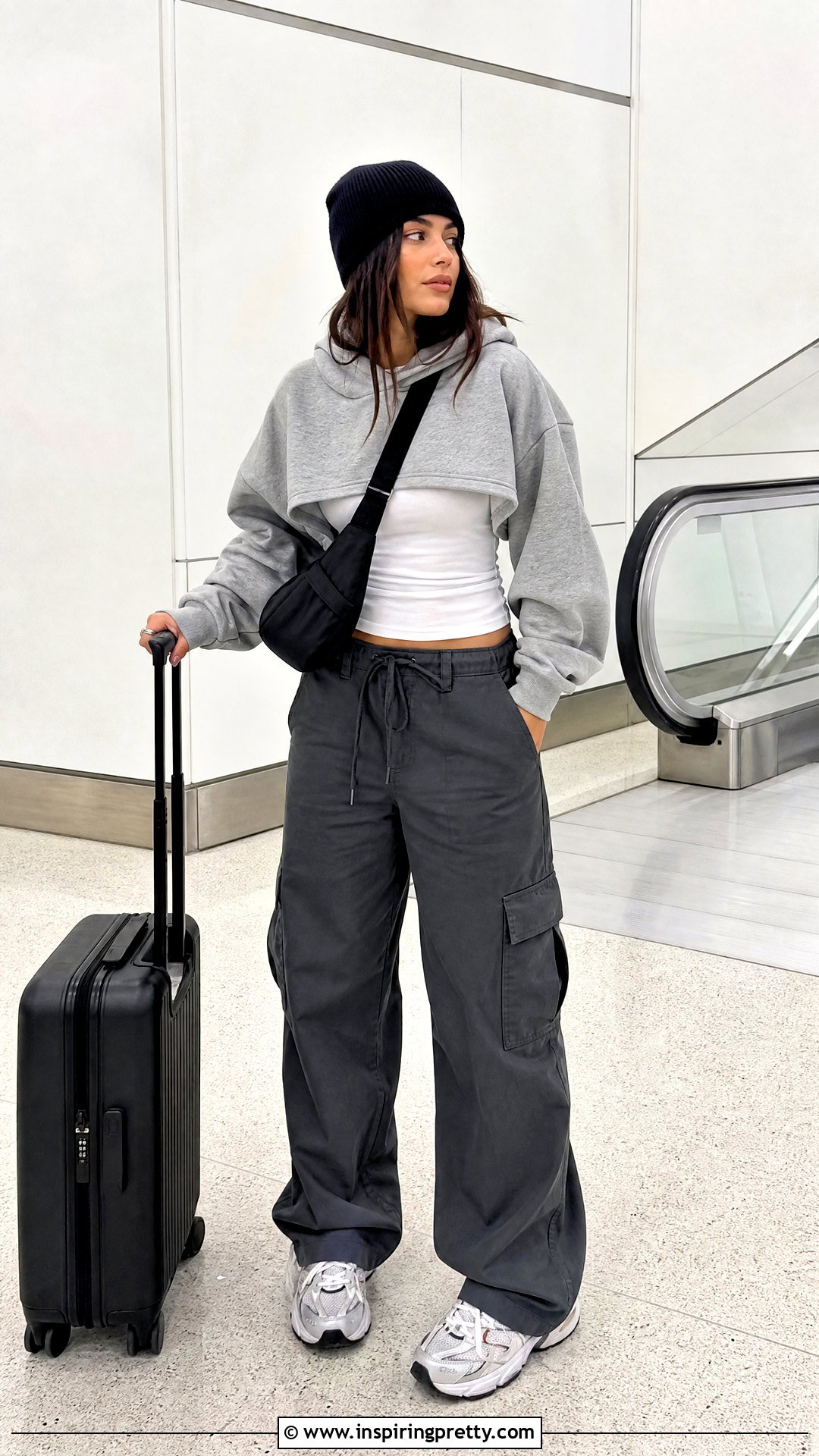 Baggy Cropped Hoodie With Cargo Pants - 50 baggy crop top outfit ideas