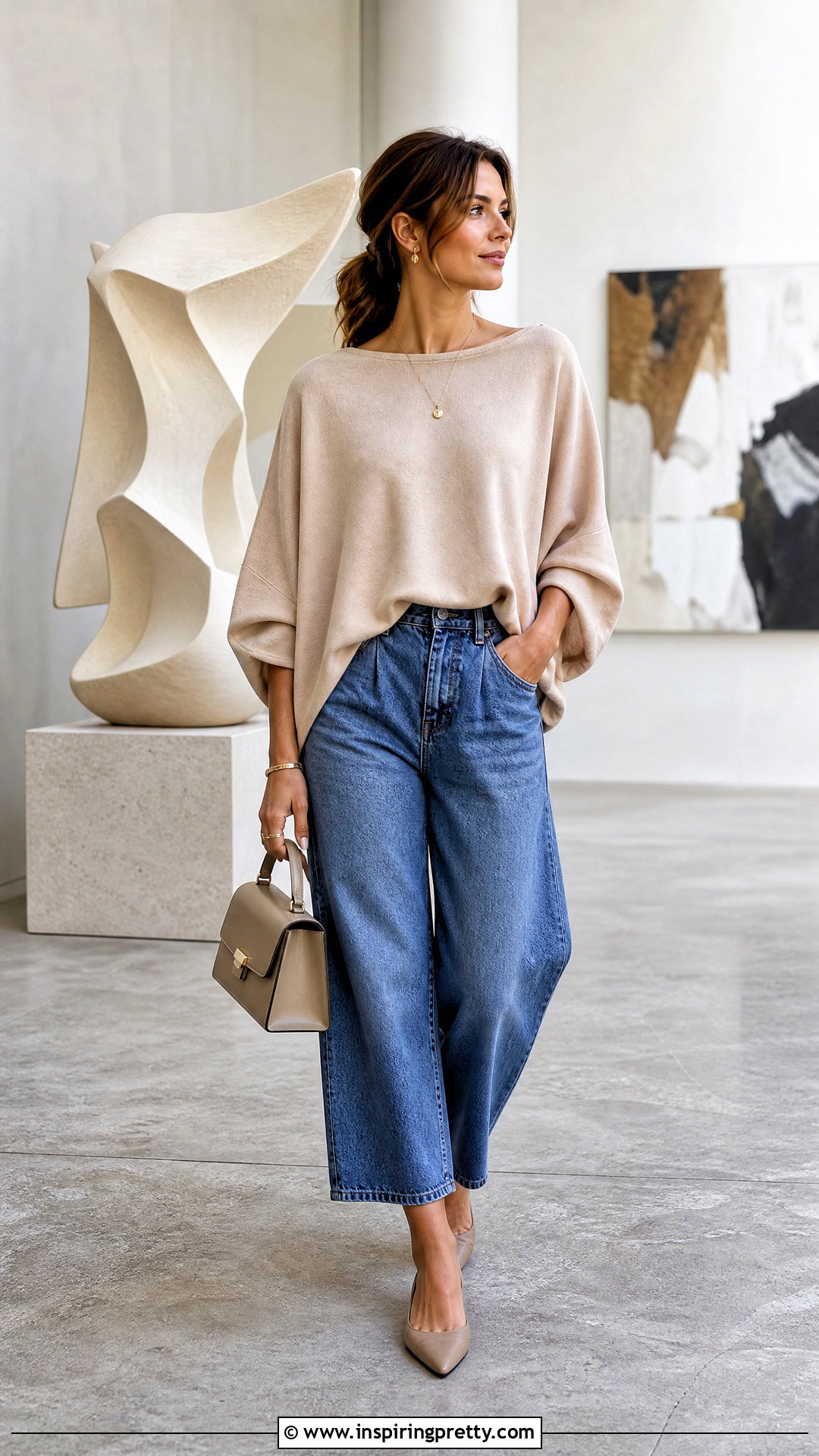 Baggy Dolman Top With Barrel Jeans - 50 baggy top outfit ideas