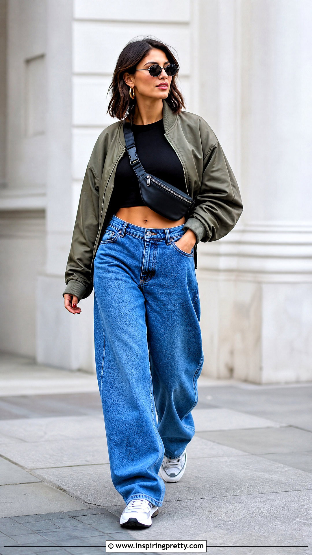 Baggy Jeans And Black Crop T Shirt Outfit - 50 jeans and black top outfit ideas