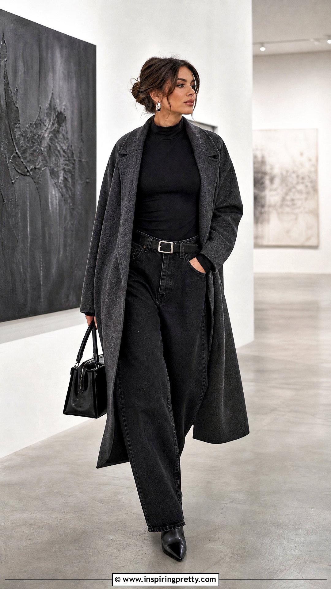 Baggy Jeans With A Fitted Black Mock Neck Top - 50 baggy jeans tight tops