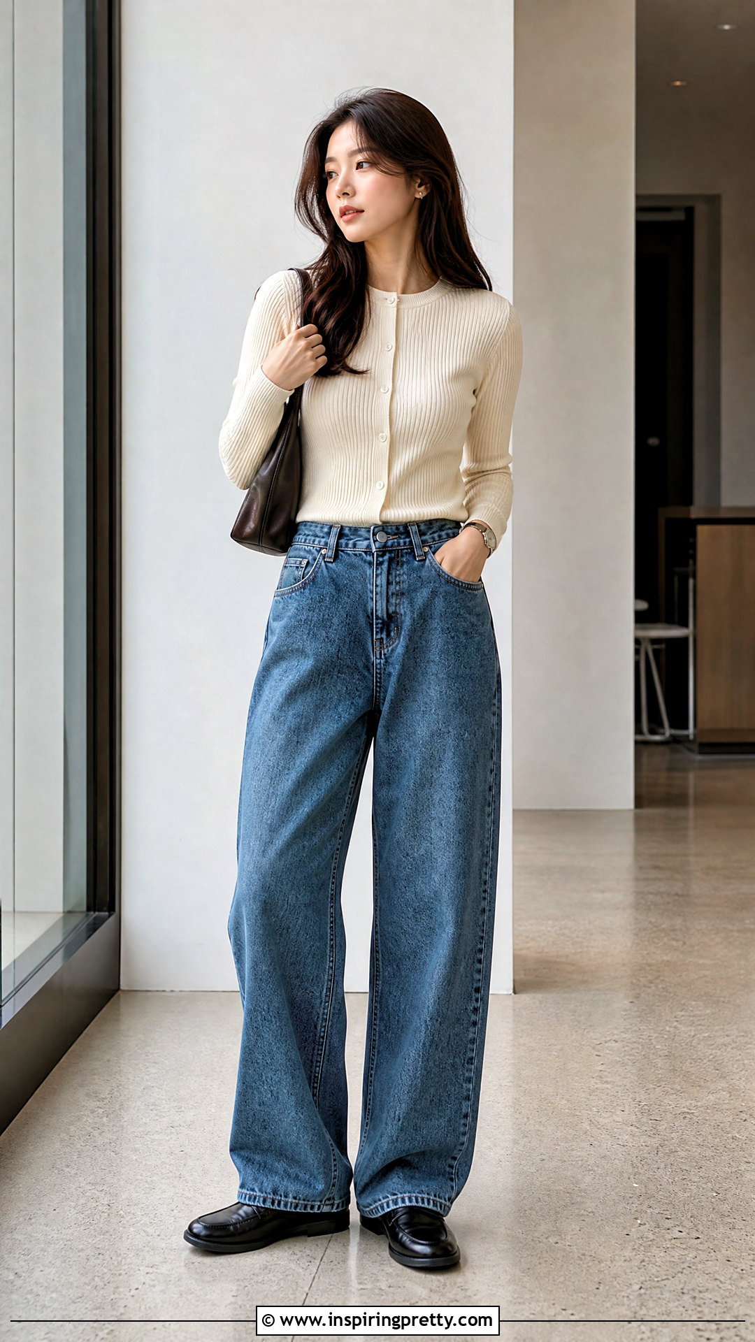Baggy Jeans With A Fitted Cardigan - 50 baggy jeans tight tops