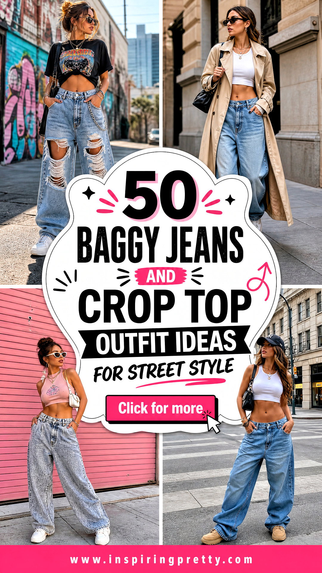 50 Baggy Jeans and Crop Top Outfit Ideas for Street Style - 50 Baggy Jeans and Crop Top Outfit Ideas for Street Style