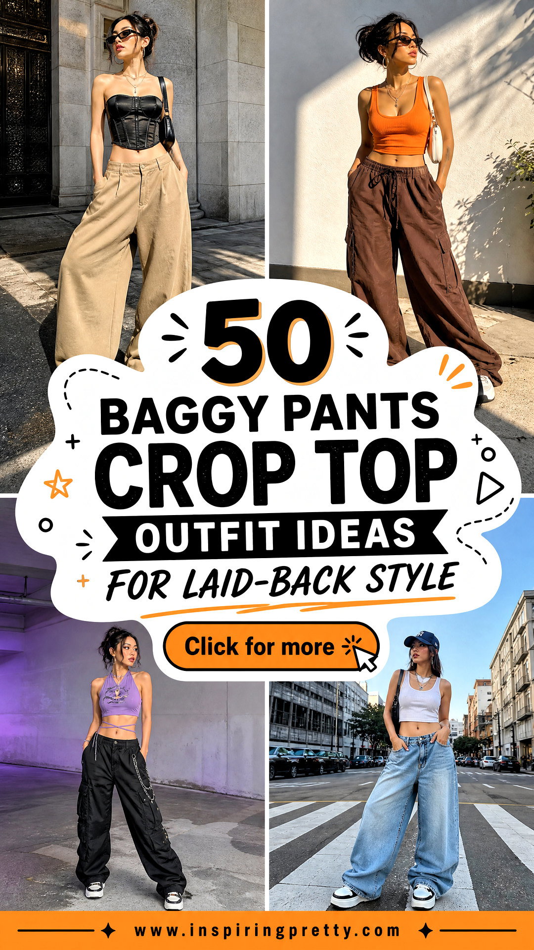 50 Baggy Pants Crop Top Outfit Ideas for Laid-Back Style - 50 Baggy Pants Crop Top Outfit Ideas for Laid-Back Style