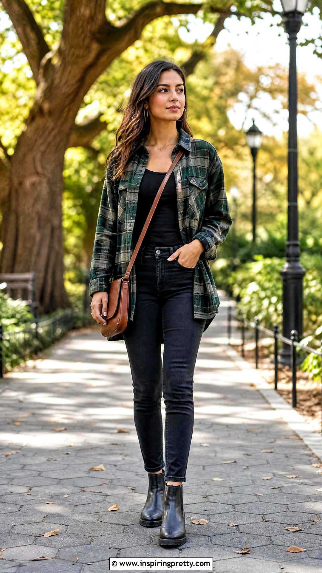 Baggy Plaid Shirt With Skinny Jeans - 50 baggy top outfit ideas