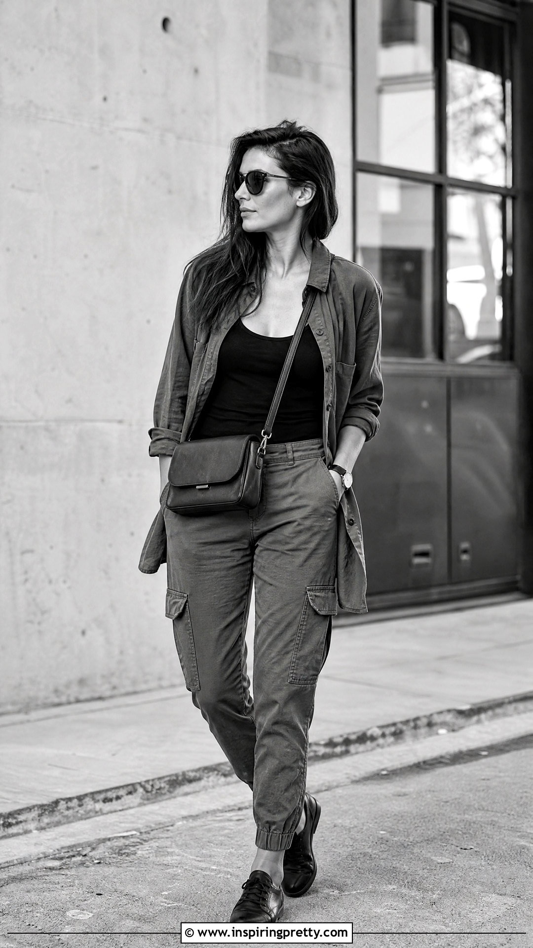 Baggy Utility Shirt With Slim Cargo Pants - 50 baggy top outfit ideas