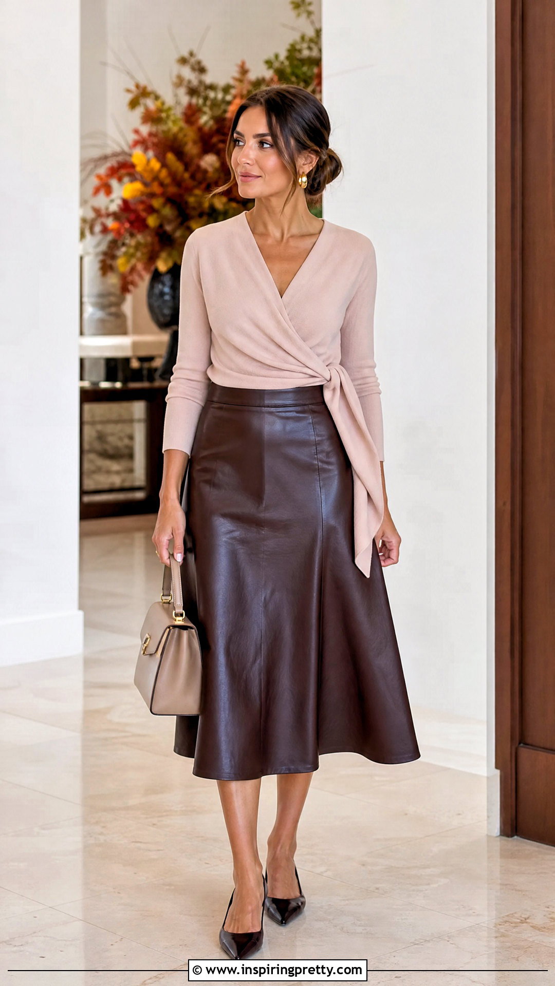 Ballet Top With Leather Midi Skirt - 25 Ballet Style Top outfit ideas