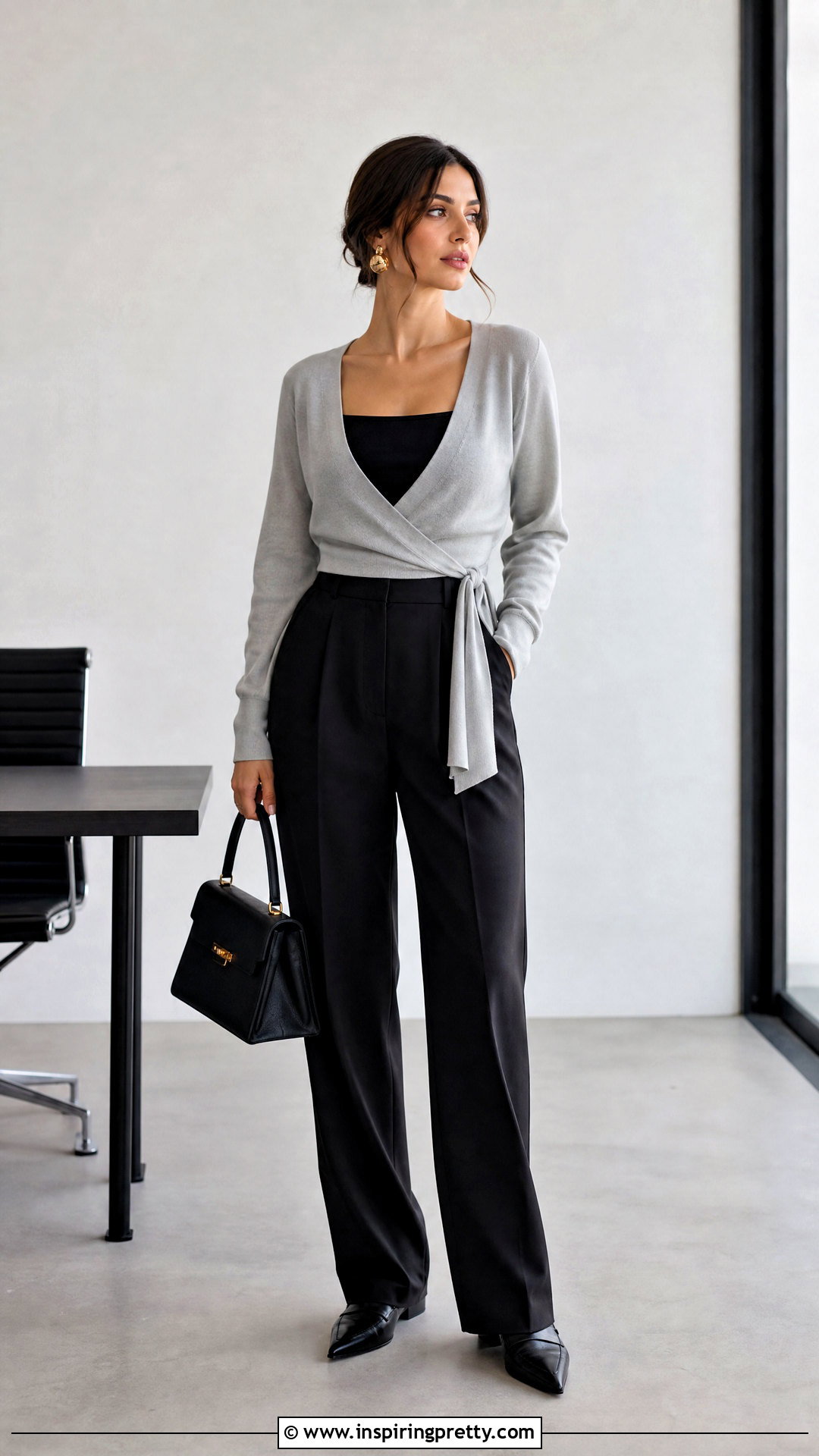 Ballet Wrap Top With Bodysuit And Trousers - 50 ballet wrap top outfit ideas