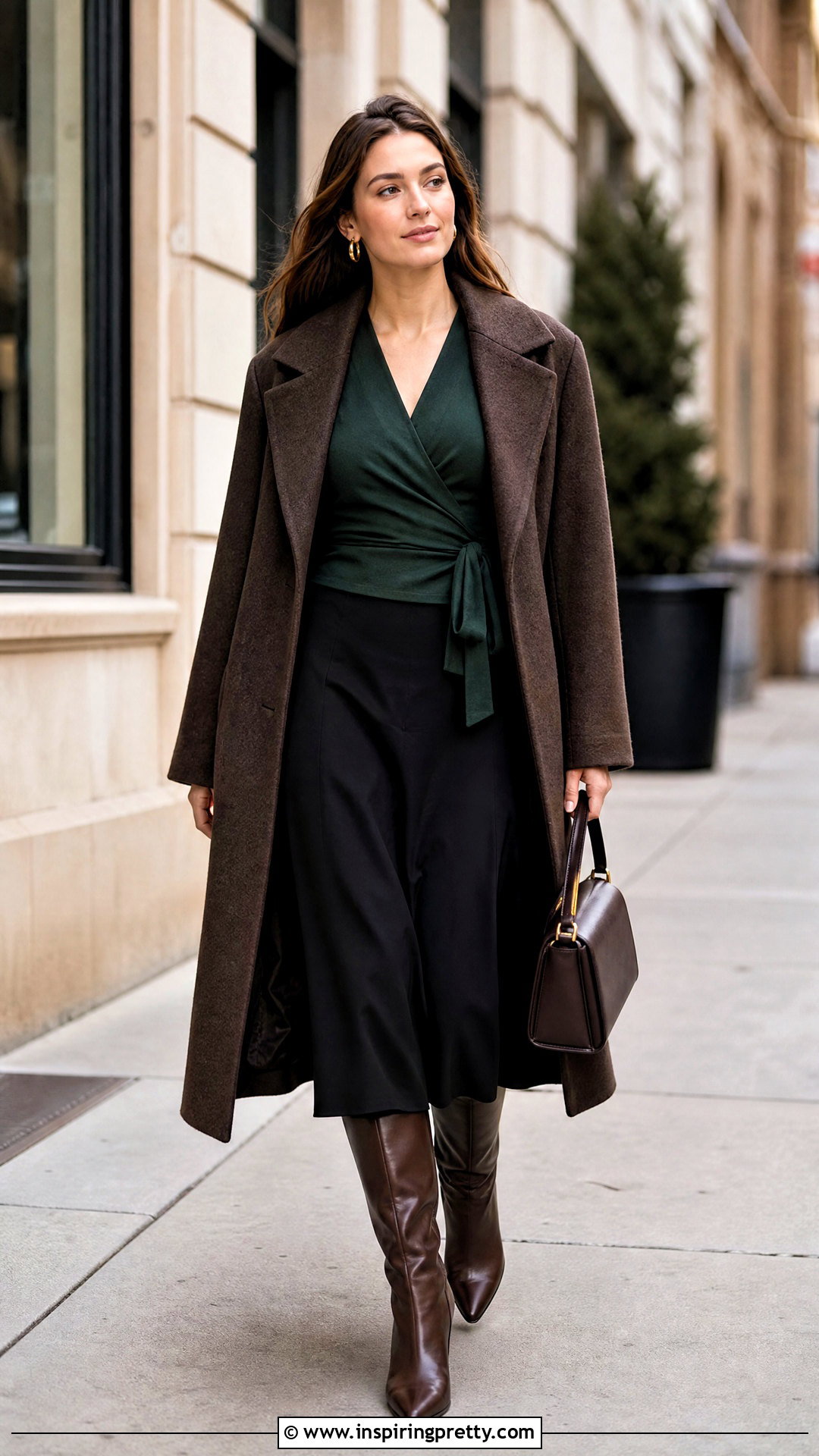 Ballet Wrap Top With Knee High Boots - 50 ballet wrap top outfit ideas