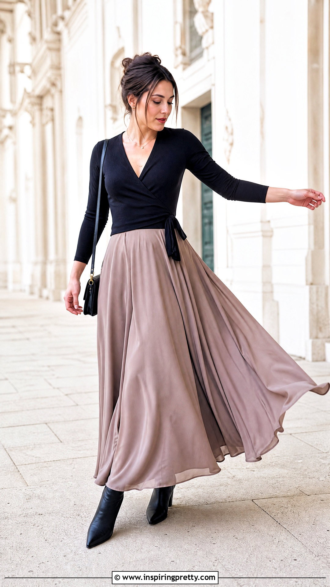 Ballet Wrap Top With Maxi Skirt - 50 ballet wrap top outfit ideas