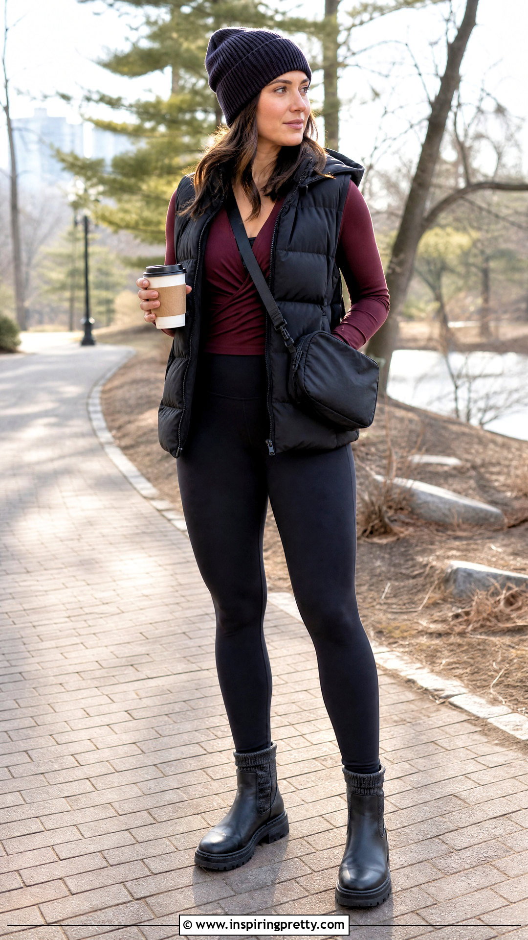 Ballet Wrap Top With Puffer Vest And Leggings - 50 ballet wrap top outfit ideas