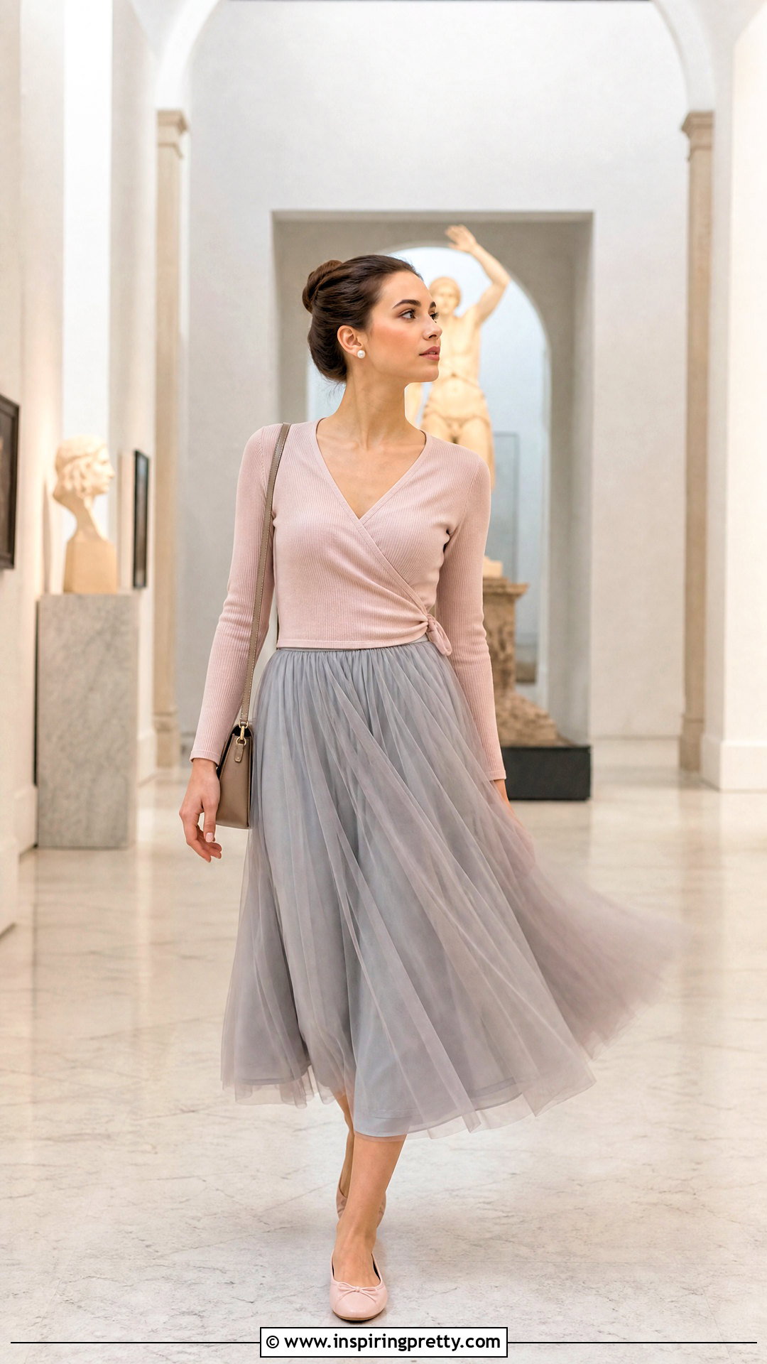 Ballet Wrap Top With Tulle Skirt Outfit - 50 aesthetic tops outfit ideas