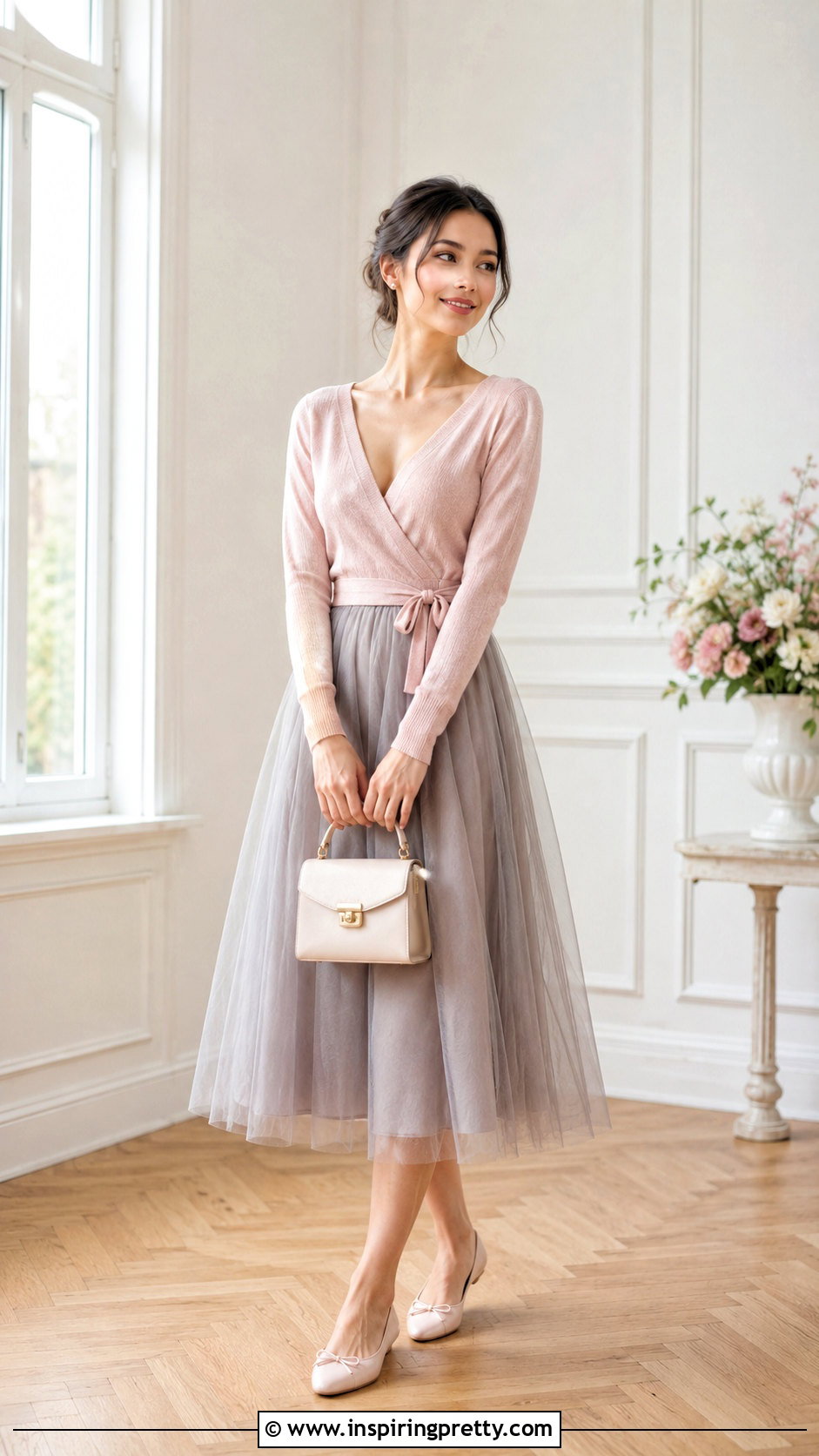 Ballet Wrap Top With Tulle Skirt - 50 girly tops outfit ideas