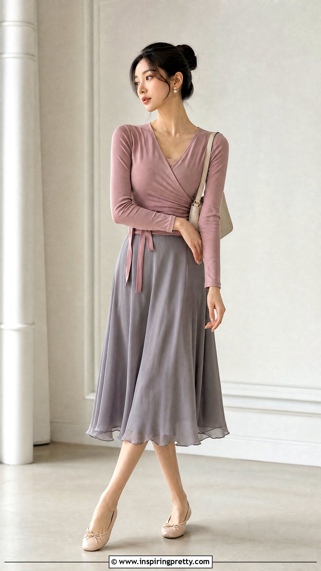 Balletcore Wrap Long Sleeve Top Outfit - 50 long sleeve tops aesthetics