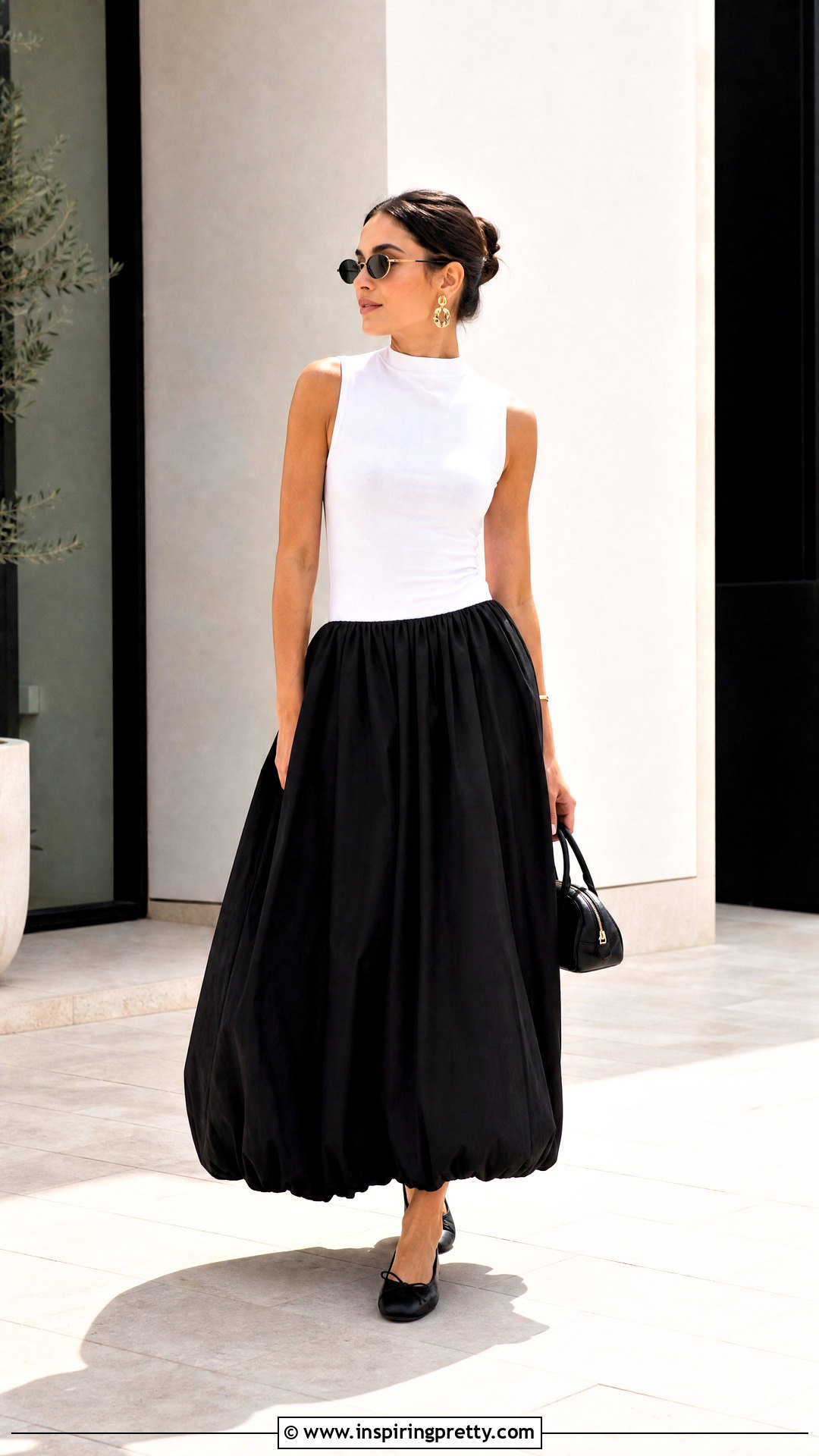 Balloon Long Skirt And Sleeveless Top Outfit - 50 long skirt and top casual outfits