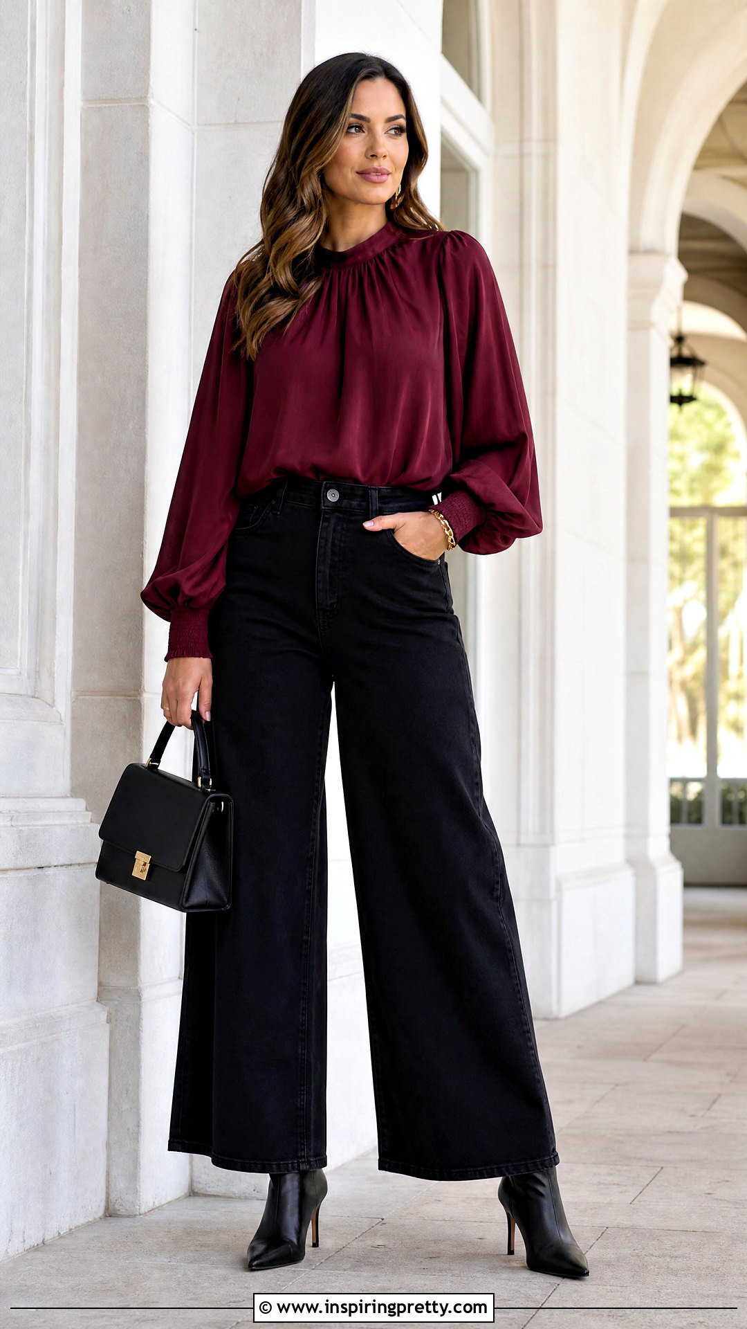 Balloon Sleeve Blouse With Wide Leg Jeans - 50 tops for wide leg jeans