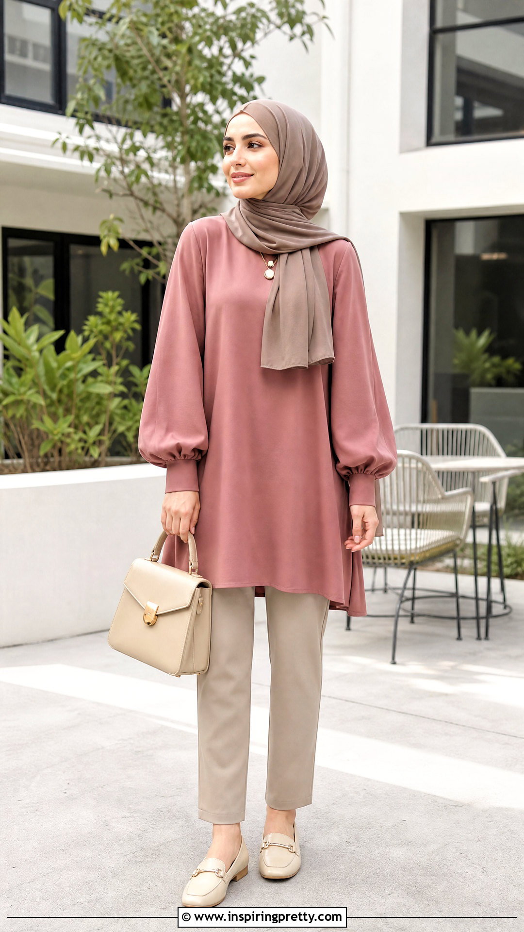 Balloon Sleeve Long Top With Loose Pants - 50 long tops designs for muslims