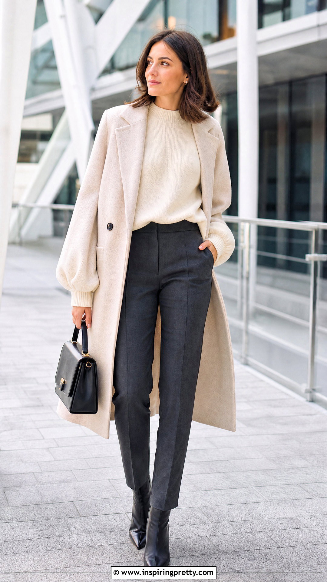 Balloon Sleeve Sweater With Slim Trousers - 50 winter tops for women
