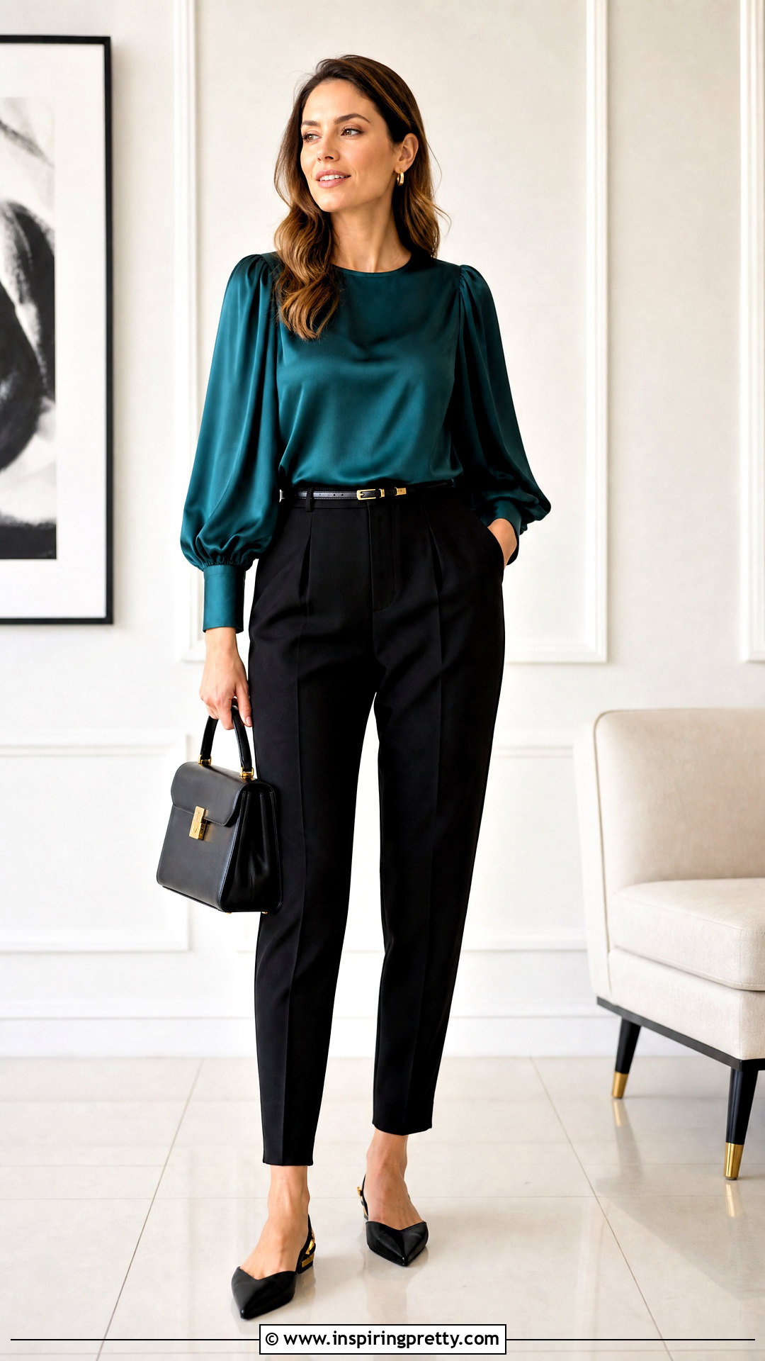 Balloon Sleeve Top With Tapered Pants - 50 full sleeve top outfits