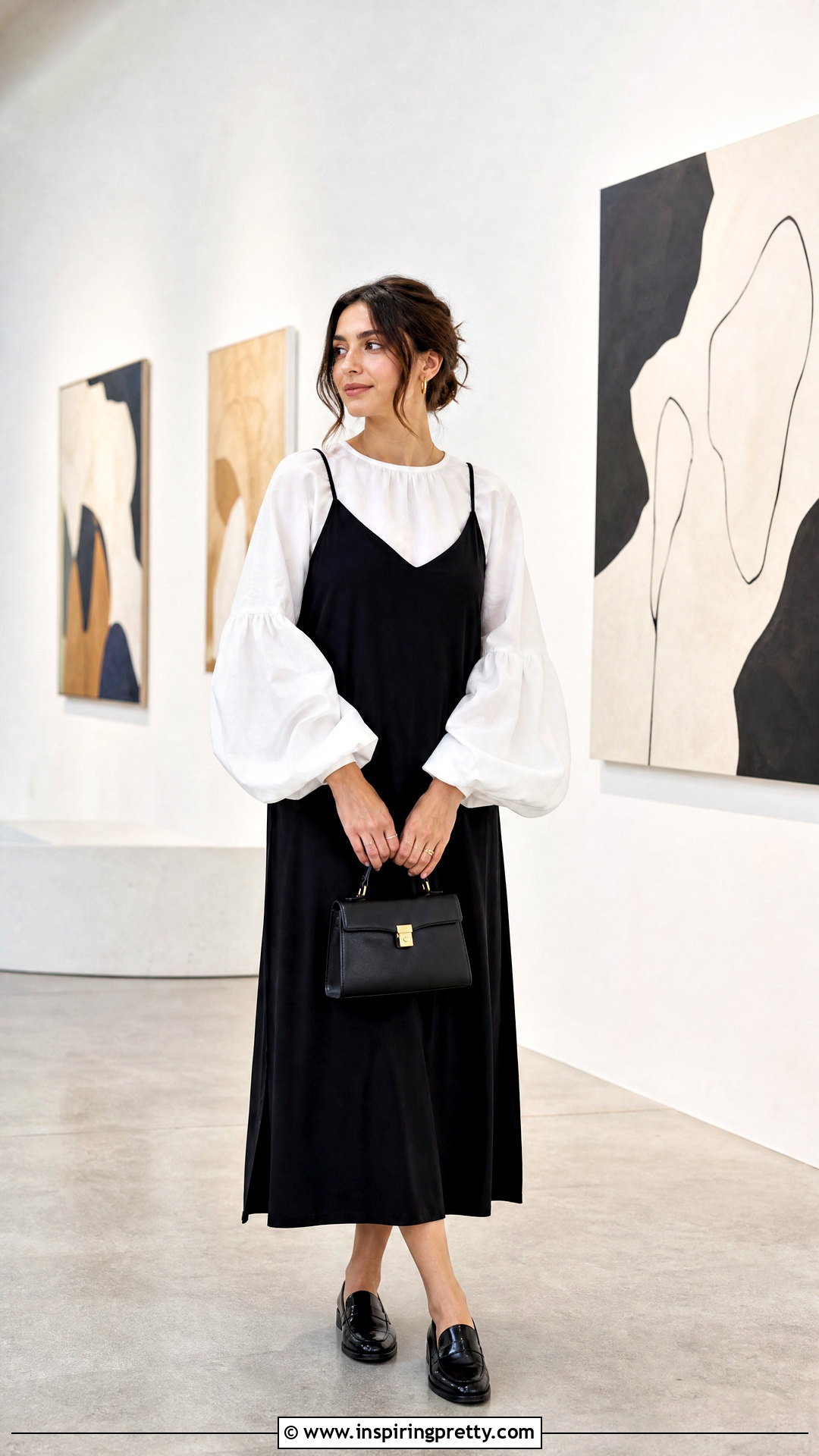 Balloon Top With Layered Slip Dress - 50 balloon top outfit ideas