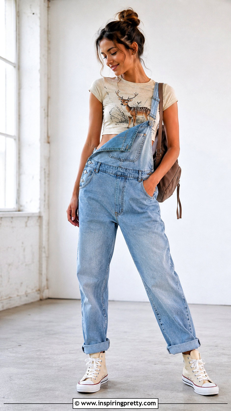 Bambi Crop Top With Overall Jeans - 20 bambi crop top outfit ideas
