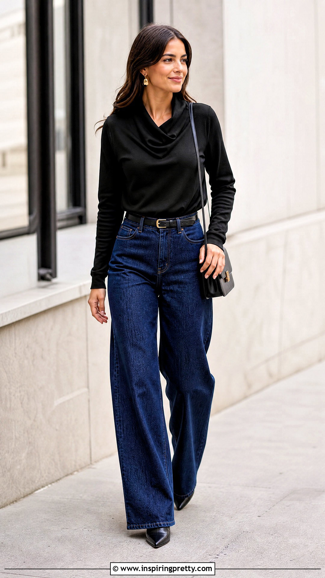 Banana Republic Cowl Neck Top With Wide Leg Jeans - 20 banana republic cowl neck top outfit ideas