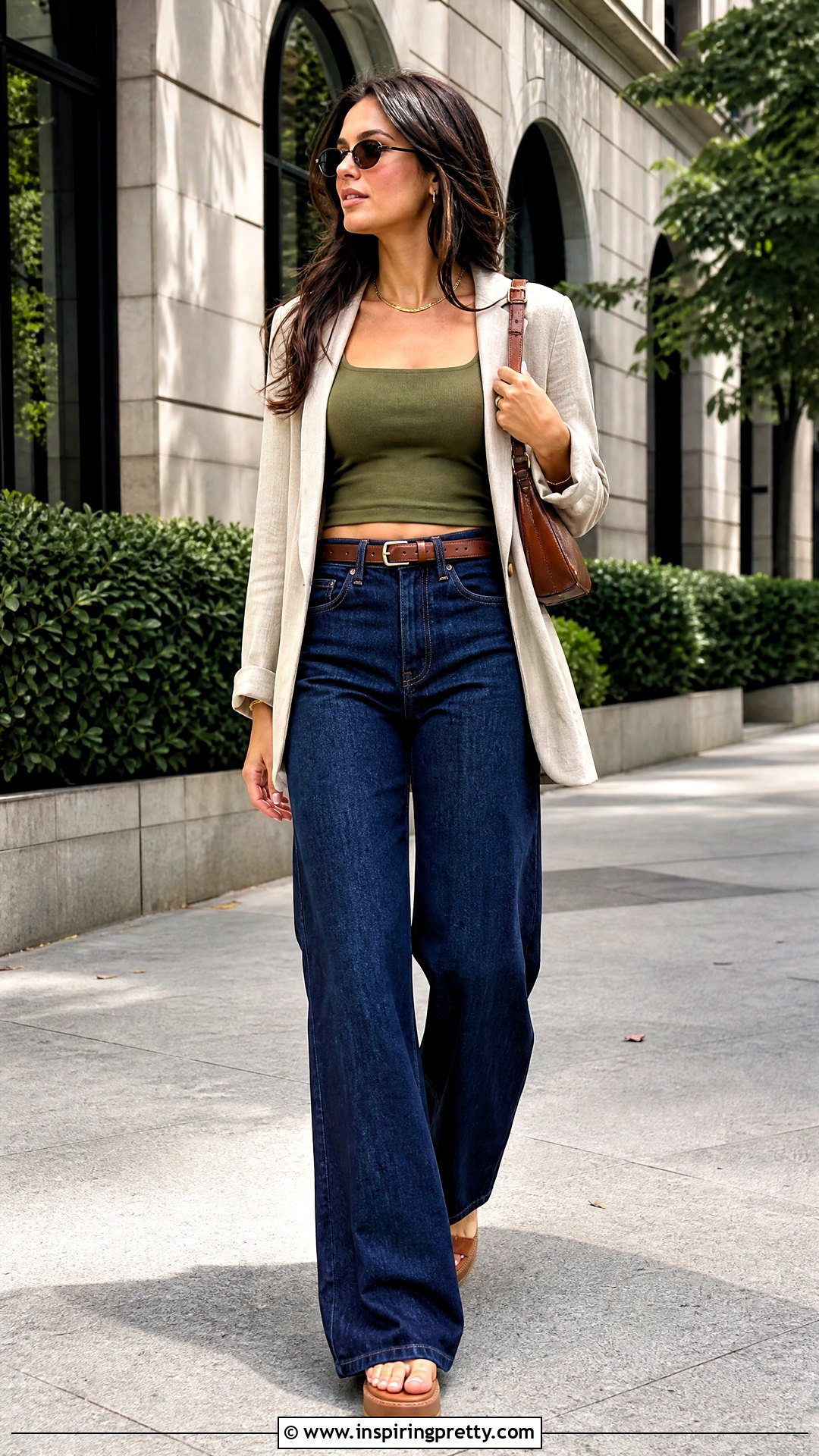 Banana Republic Green Cropped Top With High Waisted Jeans - 20 banana republic green top outfit ideas