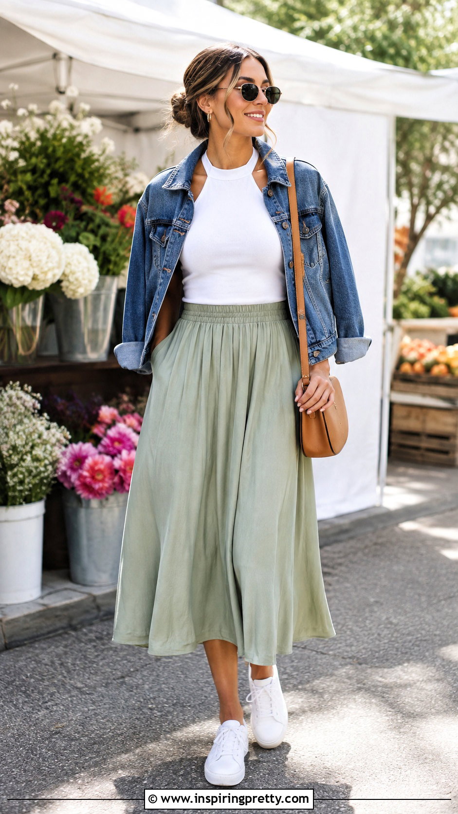 Banana Republic Halter Top With Denim Jacket And Midi Skirt - 25 banana republic halter top outfit ideas