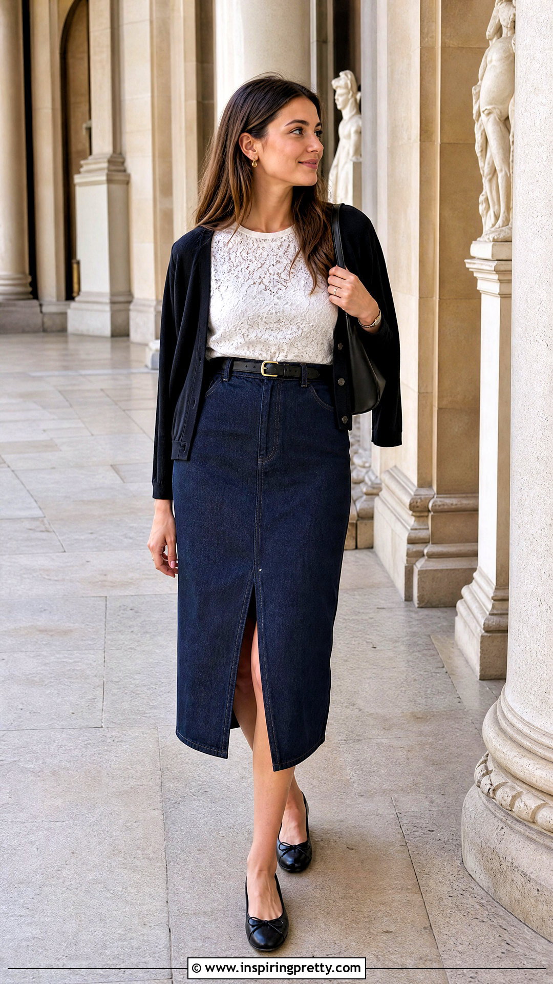 Banana Republic Lace Top With Denim Midi Skirt - 20 banana republic lace top outfit ideas