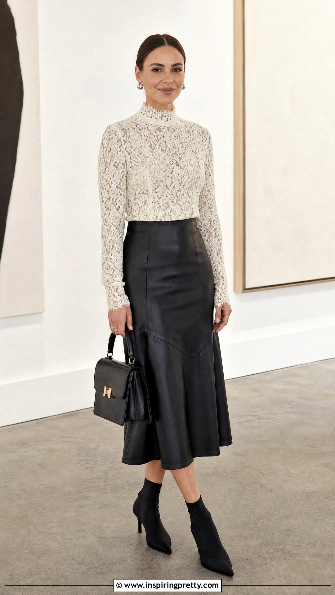 Banana Republic Lace Top With Leather Midi Skirt - 20 banana republic lace top outfit ideas