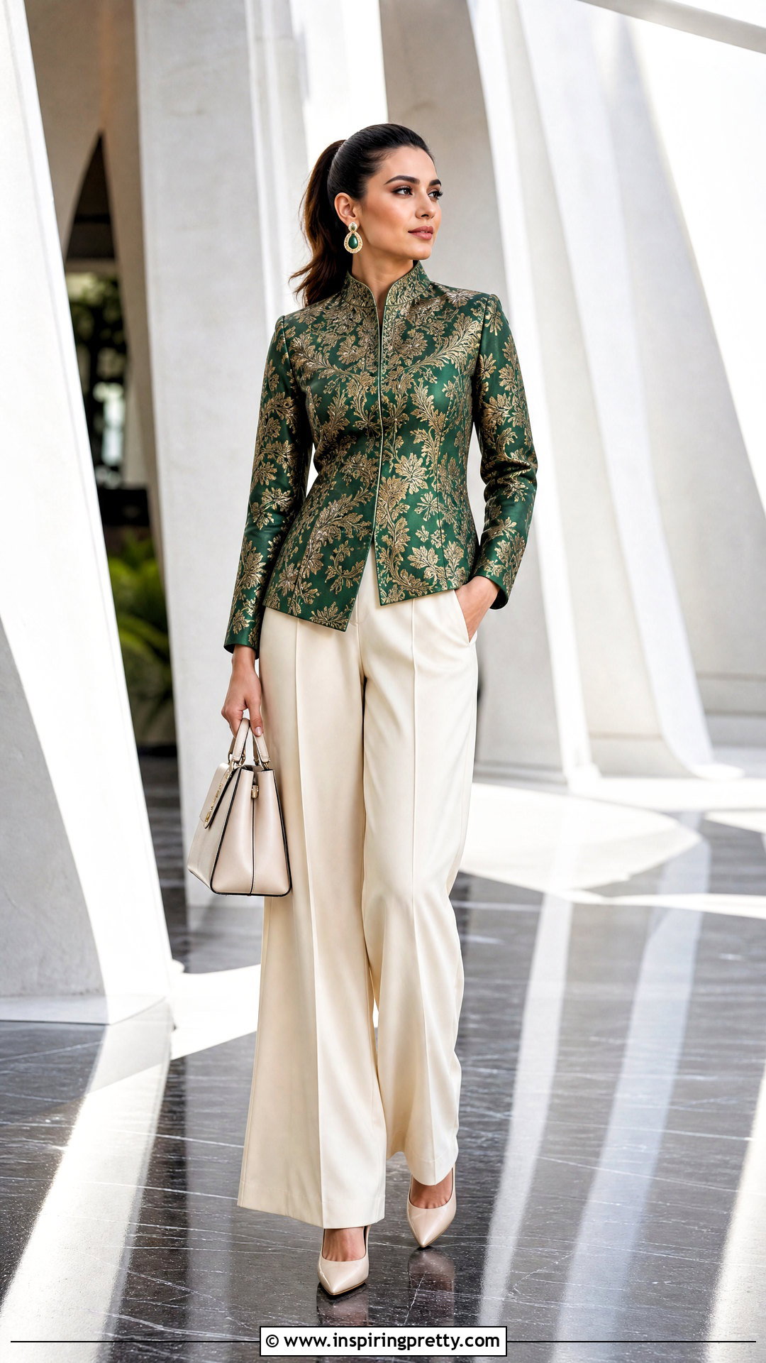Banarasi Brocade Top With Contemporary Pants - 50 brocade top designs