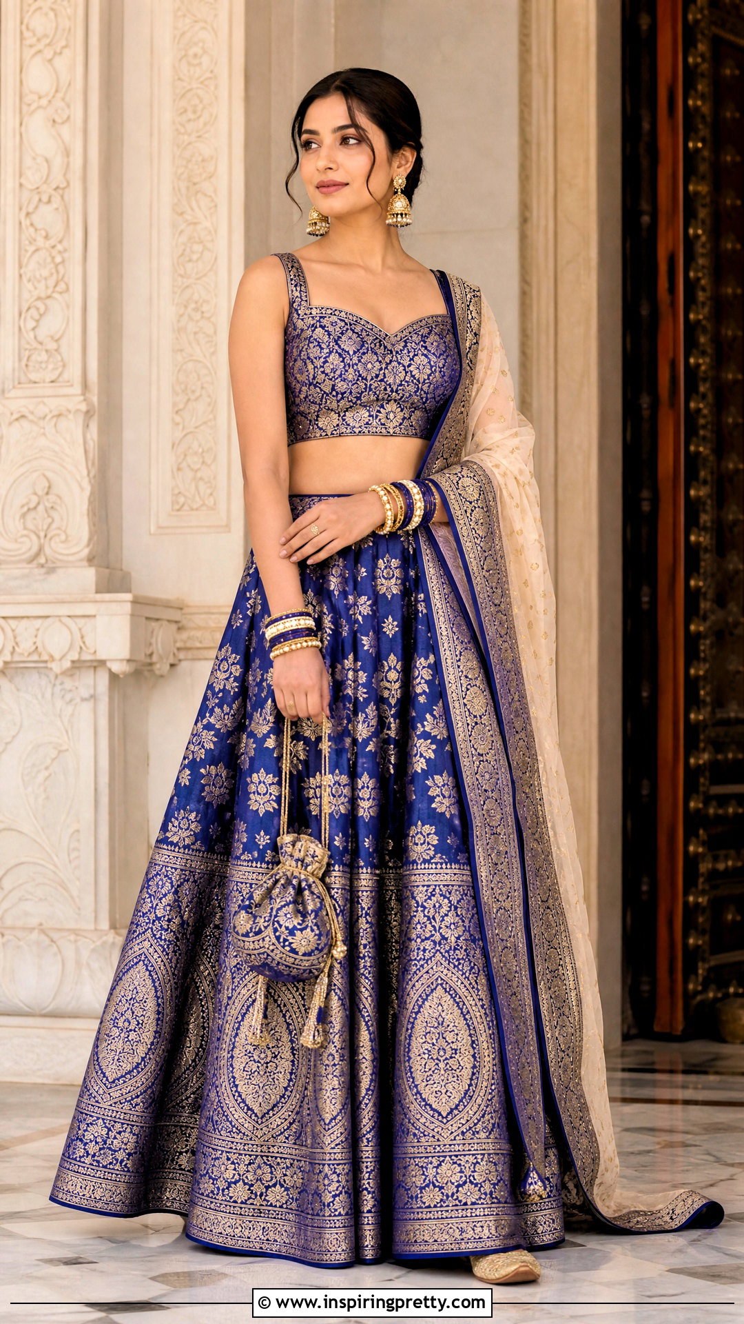 Banarasi Crop Top Lehenga - 50 lehenga blouse designs crop tops outfit ideas