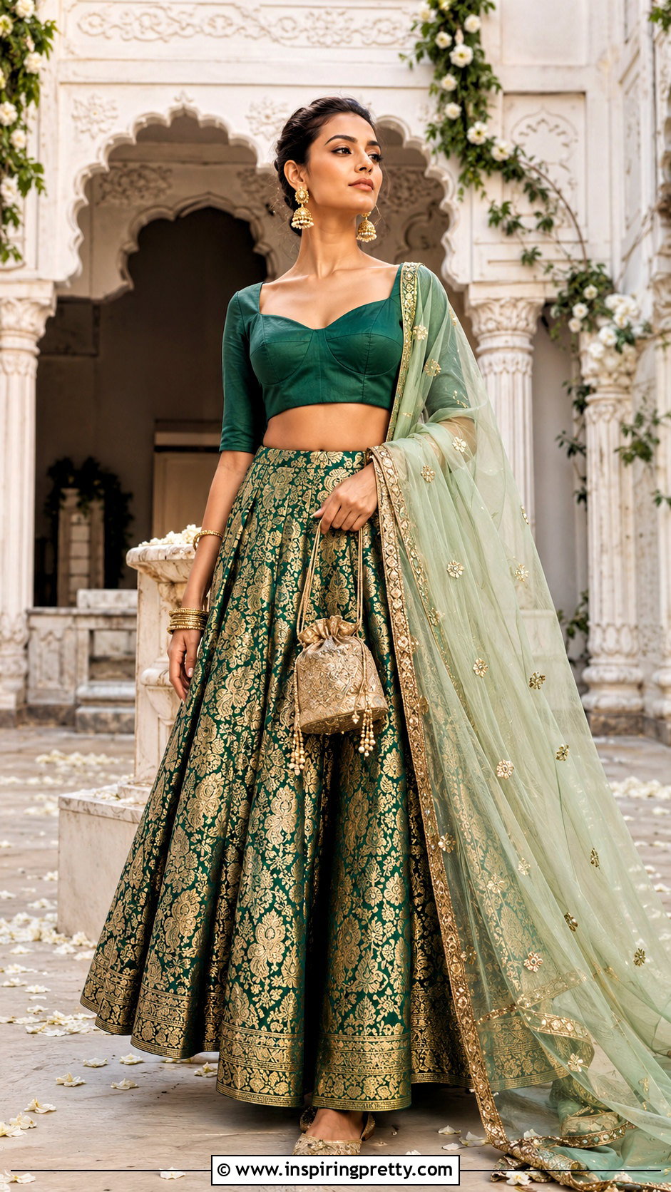 Banarasi Silk Crop Top Lehenga - 20 new design crop top lehenga ideas