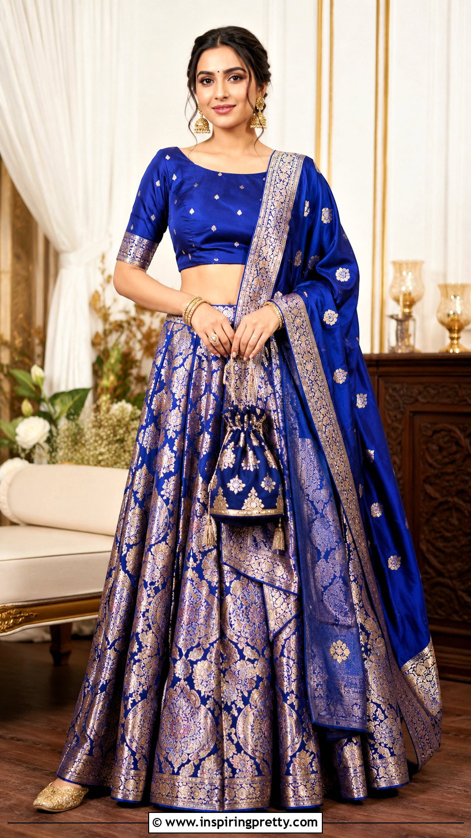 Banarasi Skirt And Solid Top Indian Outfit - 50 skirt and top indian outfits