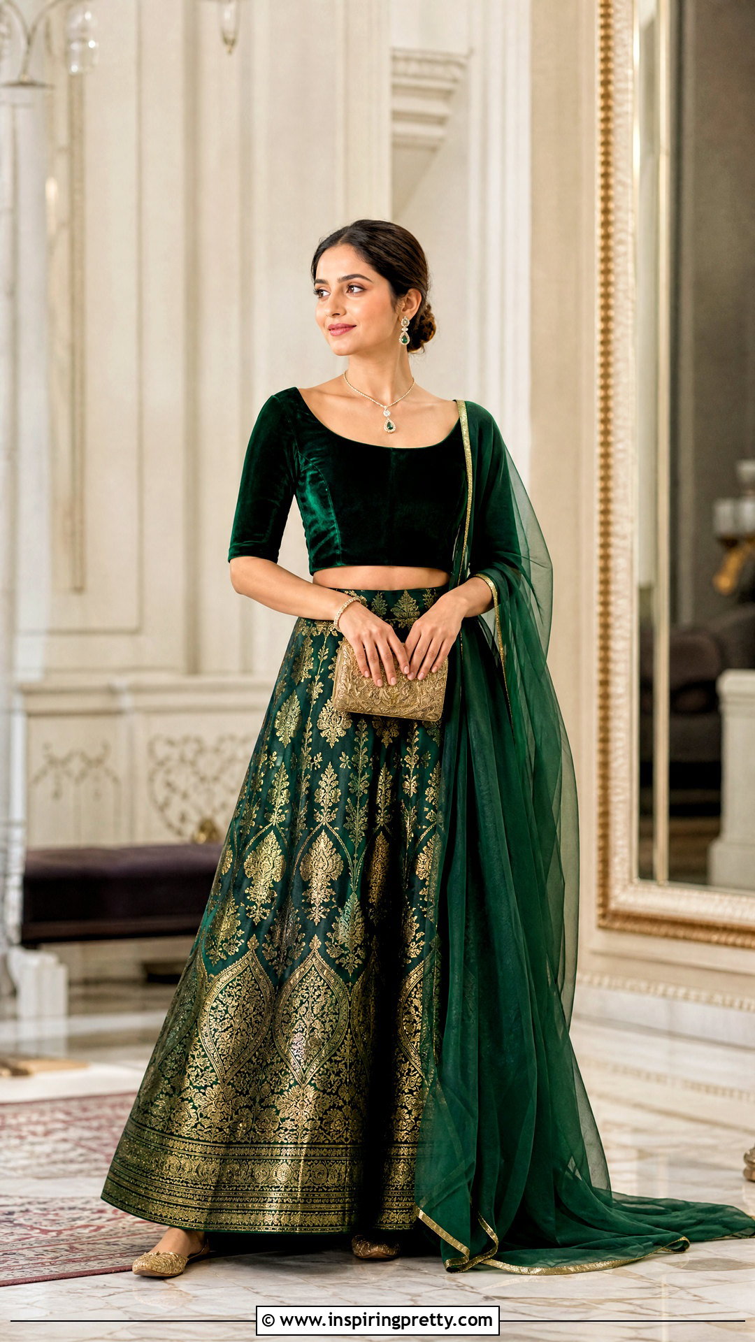 Banarasi Skirt And Velvet Blouse Outfit - 50 traditional skirt and top outfit ideas