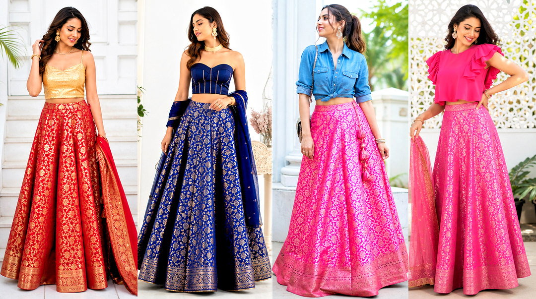 50 Banarasi Skirt and Top Outfit Ideas for Festive Elegance