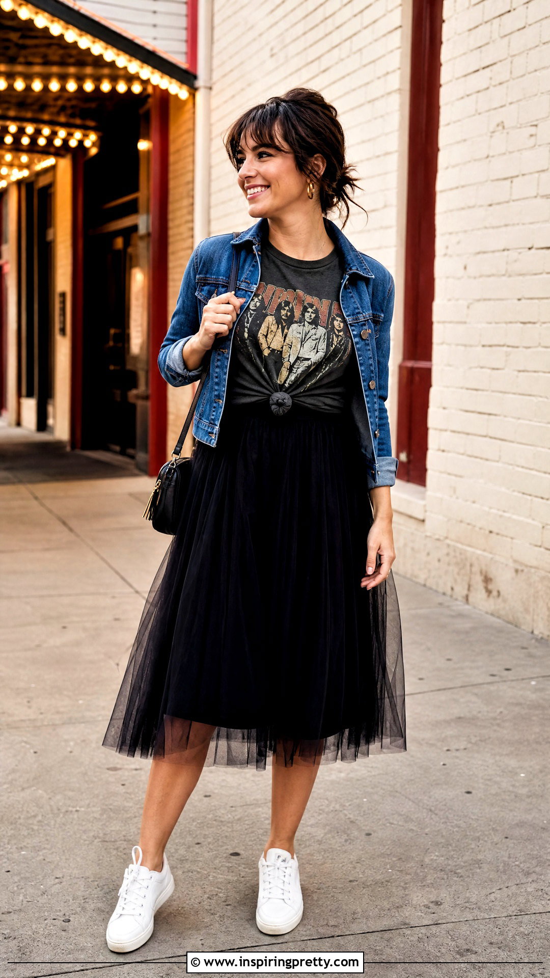 Band T Shirt And Tulle Midi Skirt Outfit - 50 skirt top outfit ideas