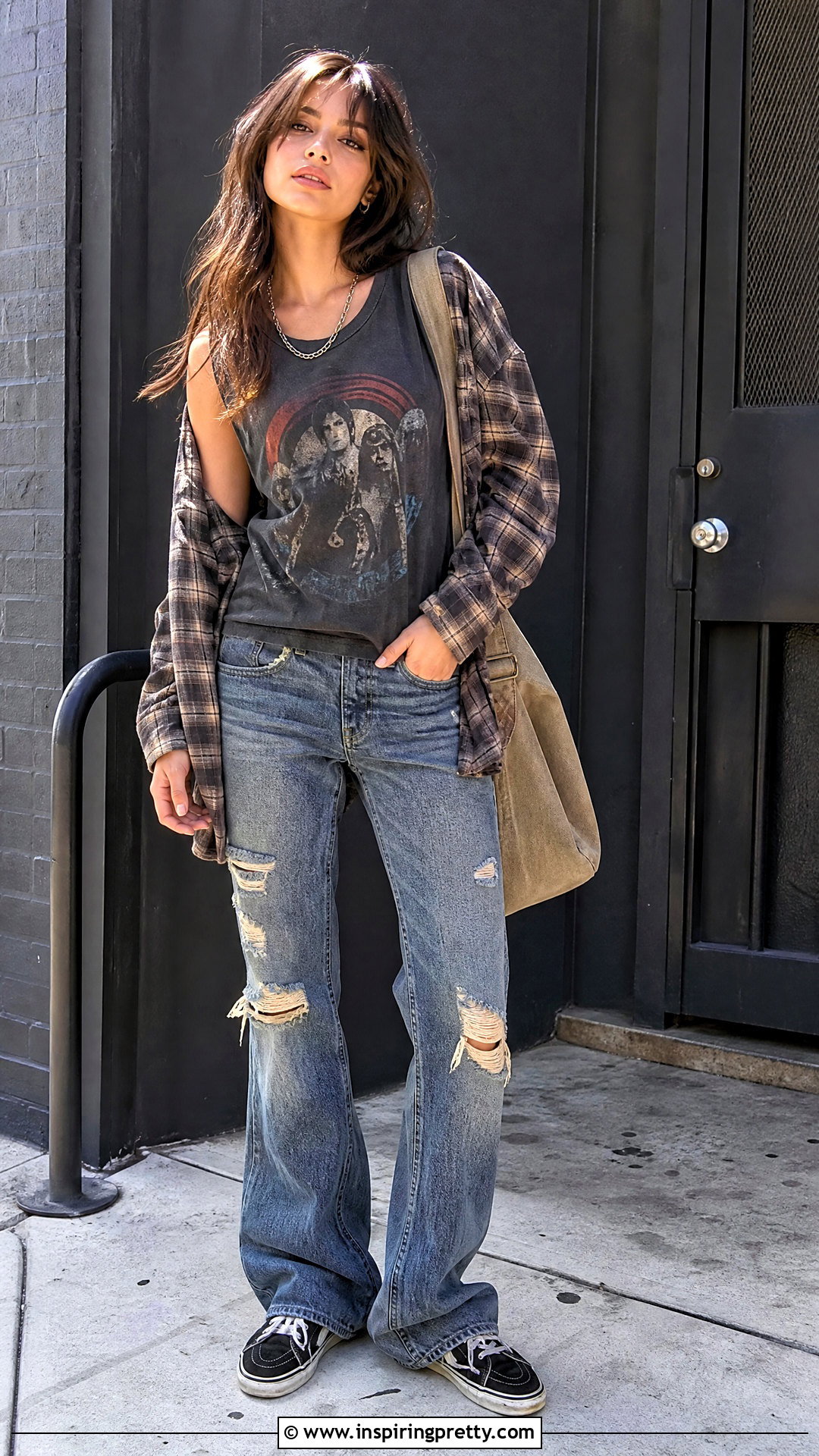 Band Tank Top With Distressed Jeans - 50 2000s tank tops