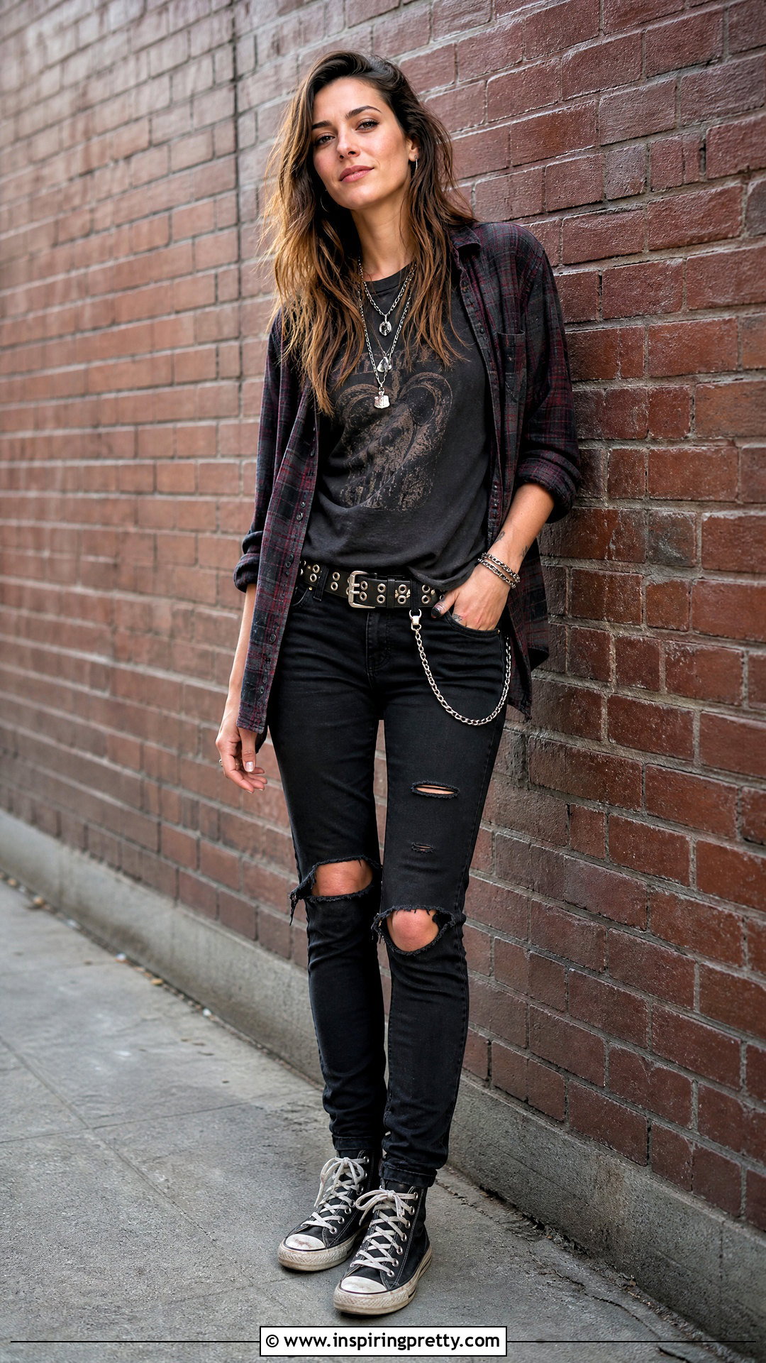 Band Tee And Black Skinny Jeans Emo Outfit - 50 emo top outfit ideas