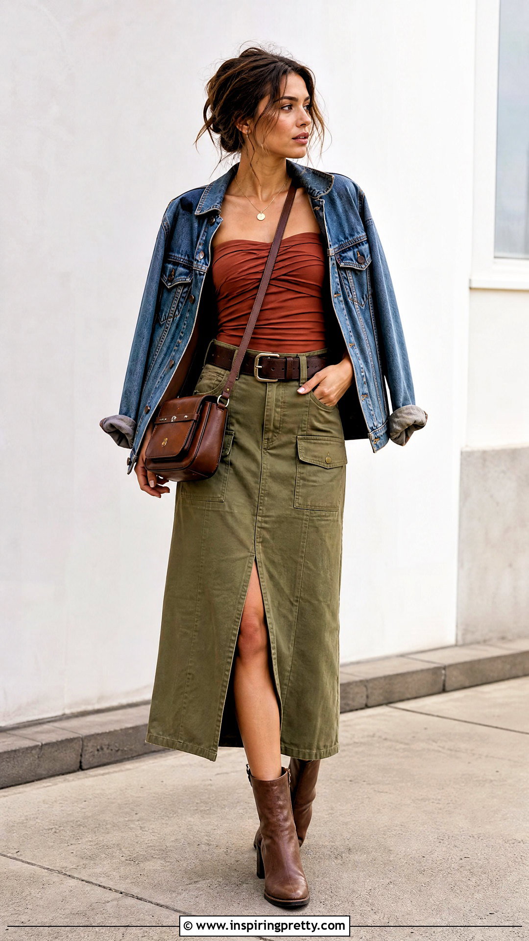 Bandage Top With Utility Skirt - 50 bandage top outfit ideas