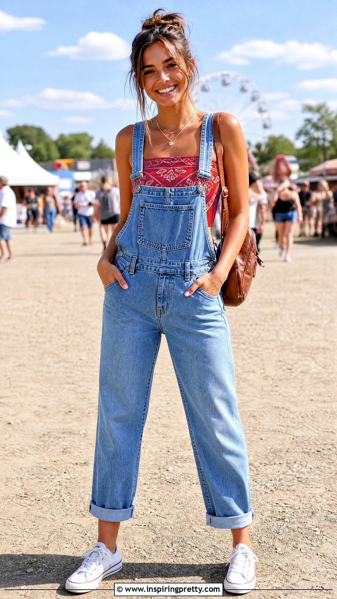 Bandana Top With Overalls - 25 cute bandana tops outfit ideas