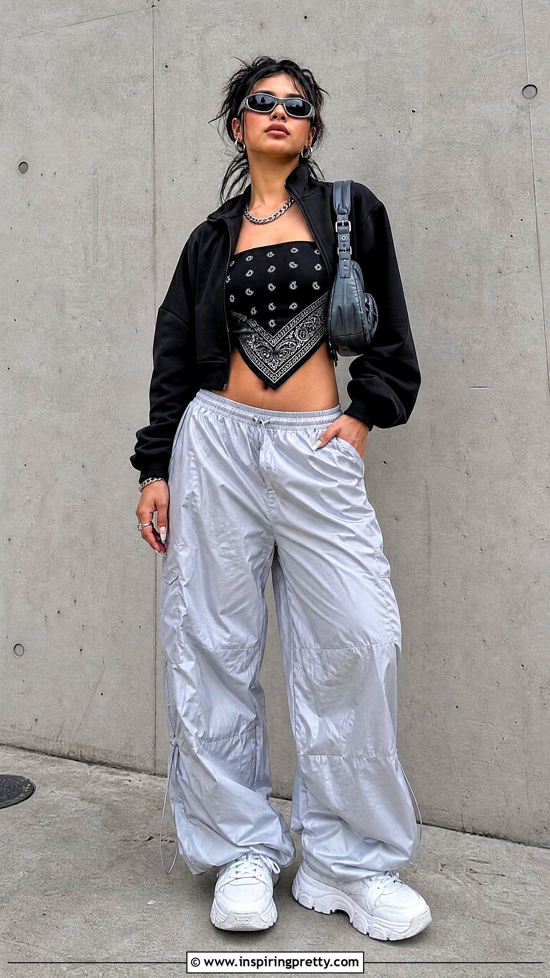 Bandana Top With Parachute Pants - 50 bandana top outfit ideas