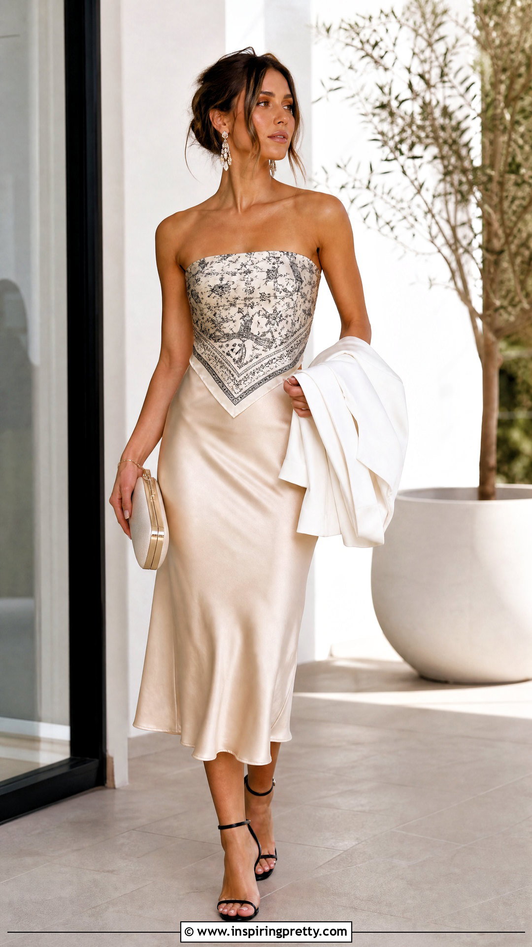 Bandana Top With Satin Midi Skirt - 50 bandana top outfit ideas